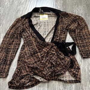 Anne Klein Black and Brown Women's Blouse